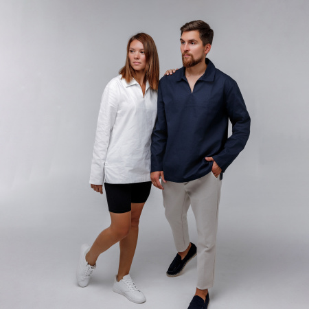 Рубаха моряка (M-L, Синий, С рисунком)